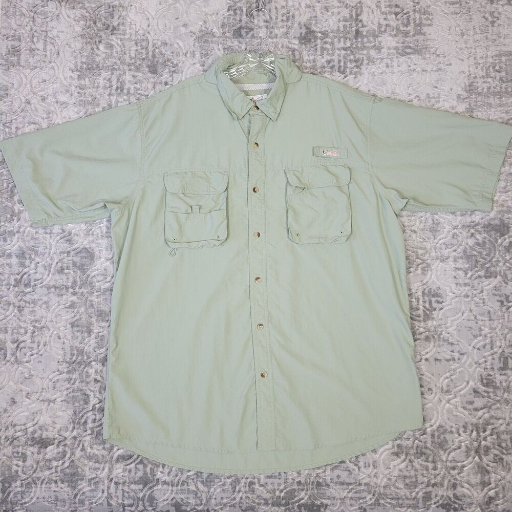 World Wide Sportsmen Shirt Mens Extra Large XL Green Fishing Vented Nylon Light